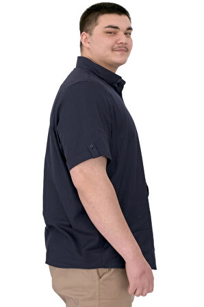 Mode XL Büyük Beden Erkek Gabardin Gömlek Everyday Essentials U25602 Lacivert