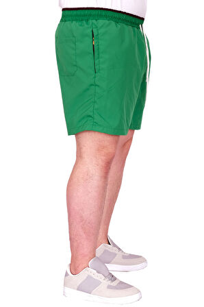 Mode XL Büyük Beden Erkek Deniz Şortu Miami Beach Baskılı Fox 25401 Yeşil