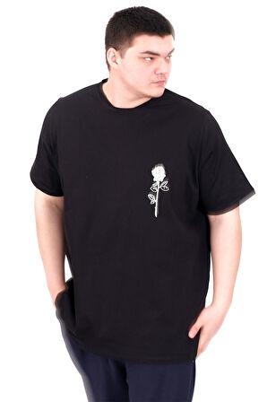 Mode XL Büyük Beden Erkek T-Shirt Bisiklet Yaka GORGEOUS U25022 Siyah