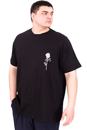 Mode XL Büyük Beden Erkek T-Shirt Bisiklet Yaka GORGEOUS U25022 Siyah