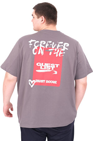 Mode XL Büyük Beden Erkek T-Shirt Bisiklet Yaka FOREVER U25023 Füme