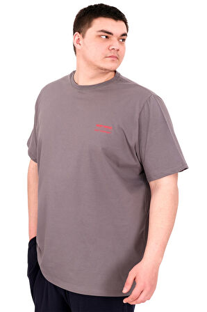 Mode XL Büyük Beden Erkek T-Shirt Bisiklet Yaka FOREVER U25023 Füme