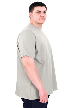 Mode XL Büyük Beden Erkek T-Shirt Bisiklet Yaka GREAT U25024 Çağla