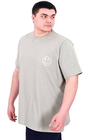 Mode XL Büyük Beden Erkek T-Shirt Bisiklet Yaka GREAT U25024 Çağla