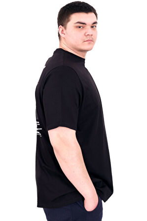 Mode XL Büyük Beden Erkek T-Shirt Bisiklet Yaka GREAT U25024 Siyah
