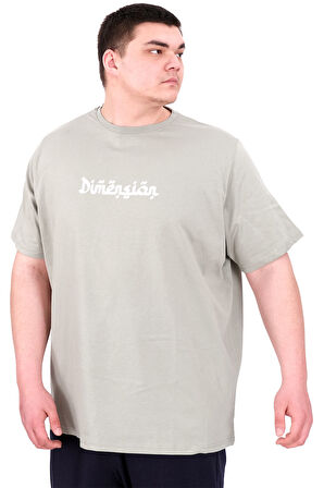 Mode XL Büyük Beden Erkek T-Shirt Bisiklet Yaka DIMENSION U25025 Çağla