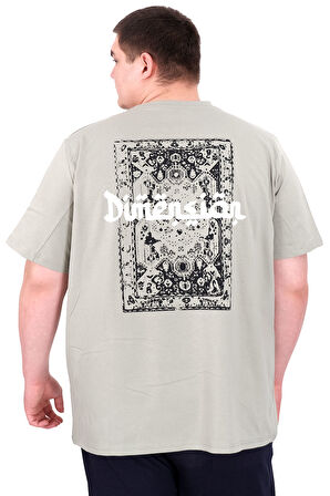 Mode XL Büyük Beden Erkek T-Shirt Bisiklet Yaka DIMENSION U25025 Çağla