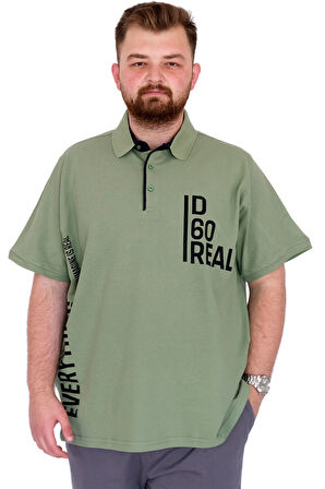 Mode XL Büyük Beden Erkek T-Shirt Polo Yaka REAL U25309 Çağla
