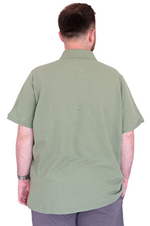 Mode XL Büyük Beden Erkek T-Shirt Polo Yaka REAL U25309 Çağla