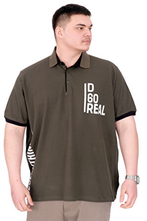 Mode XL Büyük Beden Erkek T-Shirt Polo Yaka REAL U25309 Haki