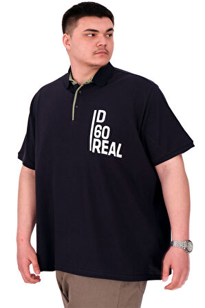 Mode XL Büyük Beden Erkek T-Shirt Polo Yaka REAL U25309 Lacivert