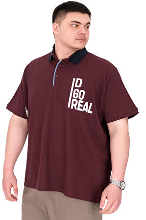 Mode XL Büyük Beden Erkek T-Shirt Polo Yaka REAL U25309 Mürdüm