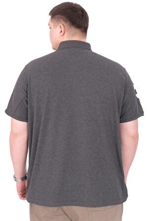 Mode XL Büyük Beden Erkek T-Shirt Polo Yaka H BROUDED U25312 Antrasit