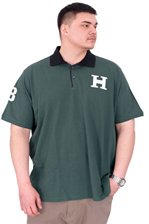 Mode XL Büyük Beden Erkek T-Shirt Polo Yaka H BROUDED U25312 Nefti