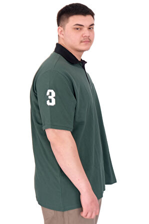 Mode XL Büyük Beden Erkek T-Shirt Polo Yaka H BROUDED U25312 Nefti