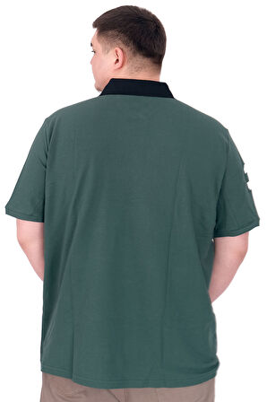 Mode XL Büyük Beden Erkek T-Shirt Polo Yaka H BROUDED U25312 Nefti