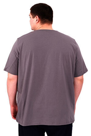 Mode XL Büyük Beden Erkek Baskılı T-Shirt Palm Dream U25026 Füme