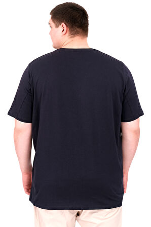 Mode XL Büyük Beden Erkek Baskılı T-Shirt Palm Dream U25026 Lacivert