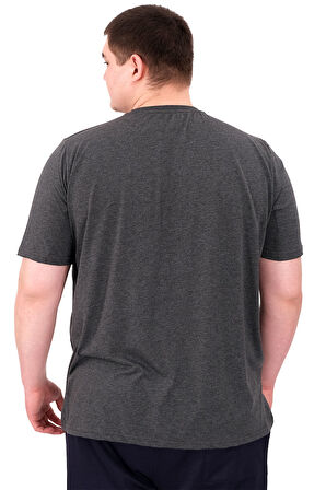 Mode XL Büyük Beden Erkek T-Shirt Bisiklet Yaka STATUE U25027 Antrasit