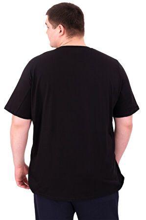 Mode XL Büyük Beden Erkek T-Shirt Bisiklet Yaka STATUE U25027 Siyah