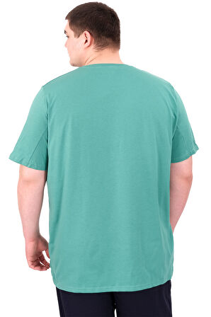 Mode XL Büyük Beden Erkek T-Shirt Bisiklet Yaka OPTIMISTIC U25028 Çağla