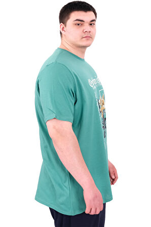 Mode XL Büyük Beden Erkek T-Shirt Bisiklet Yaka OPTIMISTIC U25028 Çağla