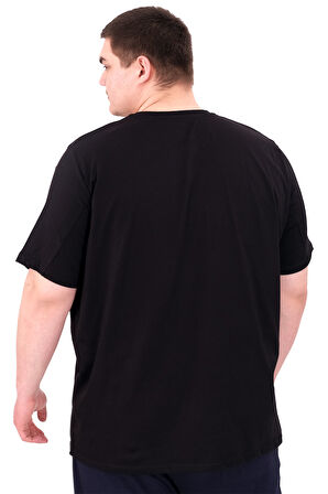 Mode XL Büyük Beden Erkek T-Shirt Bisiklet Yaka OPTIMISTIC U25028 Siyah