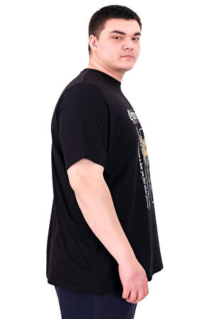 Mode XL Büyük Beden Erkek T-Shirt Bisiklet Yaka OPTIMISTIC U25028 Siyah