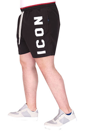 Mode XL Büyük Beden Erkek Deniz Şortu ICON U25402 Siyah