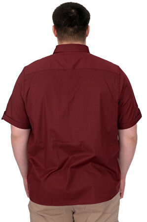 Mode XL Büyük Beden Erkek Gömlek Çift Kapaklı Gabardin U25601B Bordo