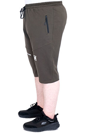 Mode XL Büyük Beden Erkek Şort 2 İplik Parçalı U25504 Haki