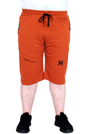 Mode XL Büyük Beden Erkek Şort 2 İplik Parçalı U25504 Tarçın