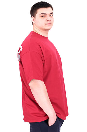 Mode XL Büyük Beden Erkek T-Shirt Bisiklet Yaka BORN TOLYFT U25029 Bordo