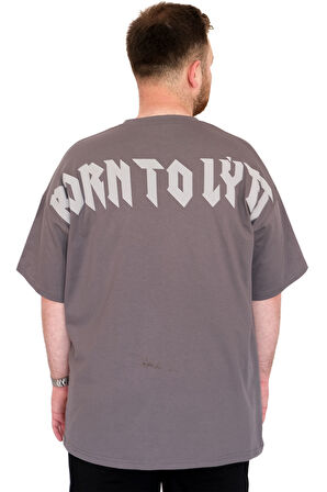 Mode XL Büyük Beden Erkek T-Shirt Bisiklet Yaka BORN TOLYFT U25029 Füme