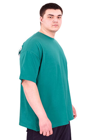 Mode XL Büyük Beden Erkek T-Shirt Bisiklet Yaka BORN TOLYFT U25029 Nefti