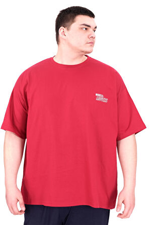 Mode XL Büyük Beden Erkek T-Shirt Bisiklet Yaka FAITH U25030 Bordo