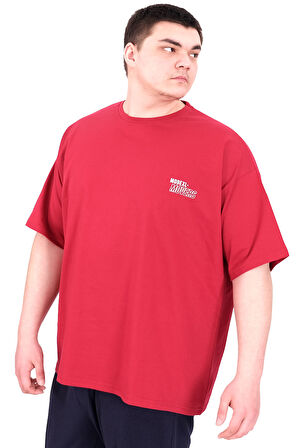 Mode XL Büyük Beden Erkek T-Shirt Bisiklet Yaka FAITH U25030 Bordo