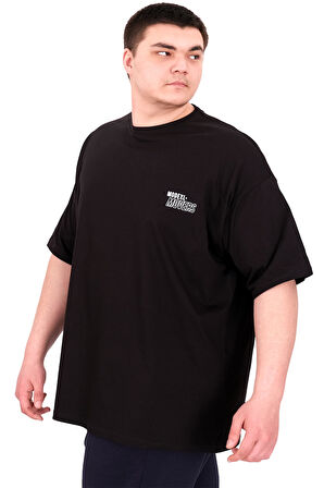 Mode XL Büyük Beden Erkek T-Shirt Bisiklet Yaka FAITH U25030 Siyah