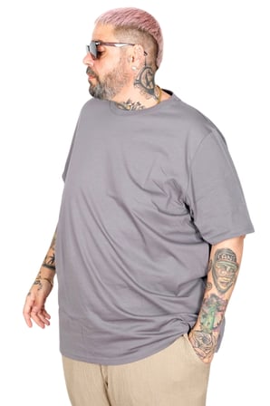 Mode XL Büyük Beden Basic Tshirt 20031 Füme