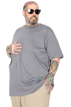 Mode XL Büyük Beden Basic Tshirt 20031 Füme