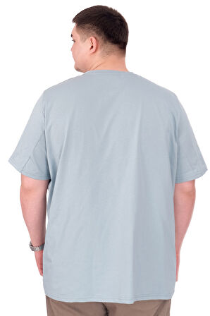 Mode XL Büyük Beden Erkek T-Shirt Bisiklet Yaka ROSE U25032 Mavi