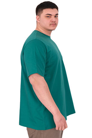 Mode XL Büyük Beden Erkek T-Shirt Bisiklet Yaka ROSE U25032 Nefti