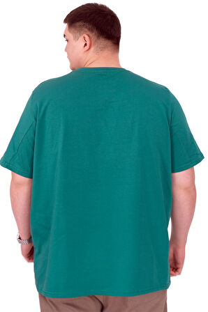 Mode XL Büyük Beden Erkek T-Shirt Bisiklet Yaka ROSE U25032 Nefti