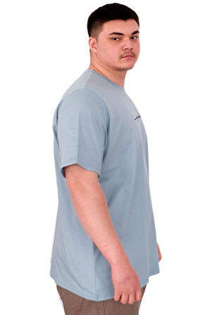 Mode XL Büyük Beden Erkek T-Shirt Bisiklet Yaka FREEDOM U25033 Mavi