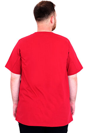 Mode XL Büyük Beden Erkek T-Shirt Bisiklet Yaka Basic U25162 Bordo