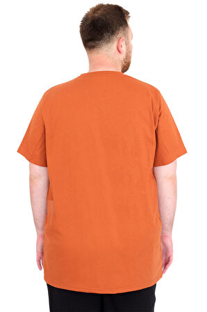 Mode XL Büyük Beden Erkek T-Shirt Bisiklet Yaka Basic U25162 Tarçın