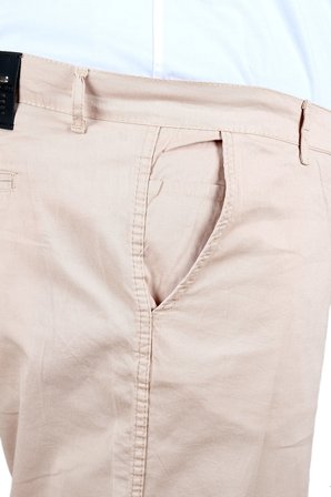 Mode XL Büyük Beden Erkek Keten Barcelona Chino Pantolon 25850 BEJ