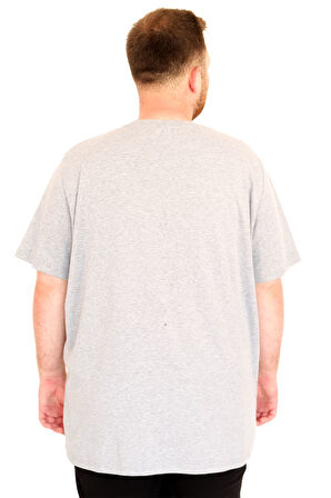 Mode XL Büyük Beden Erkek T-Shirt Bisiklet Yaka U25035 Gri Melanj