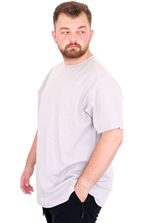 Mode XL Büyük Beden Erkek T-Shirt Bisiklet Yaka U25035 Gri