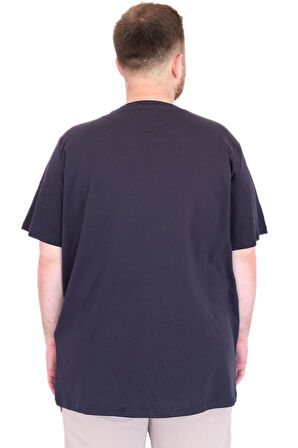 Mode XL Büyük Beden Erkek T-Shirt Bisiklet Yaka U25035 Lacivert